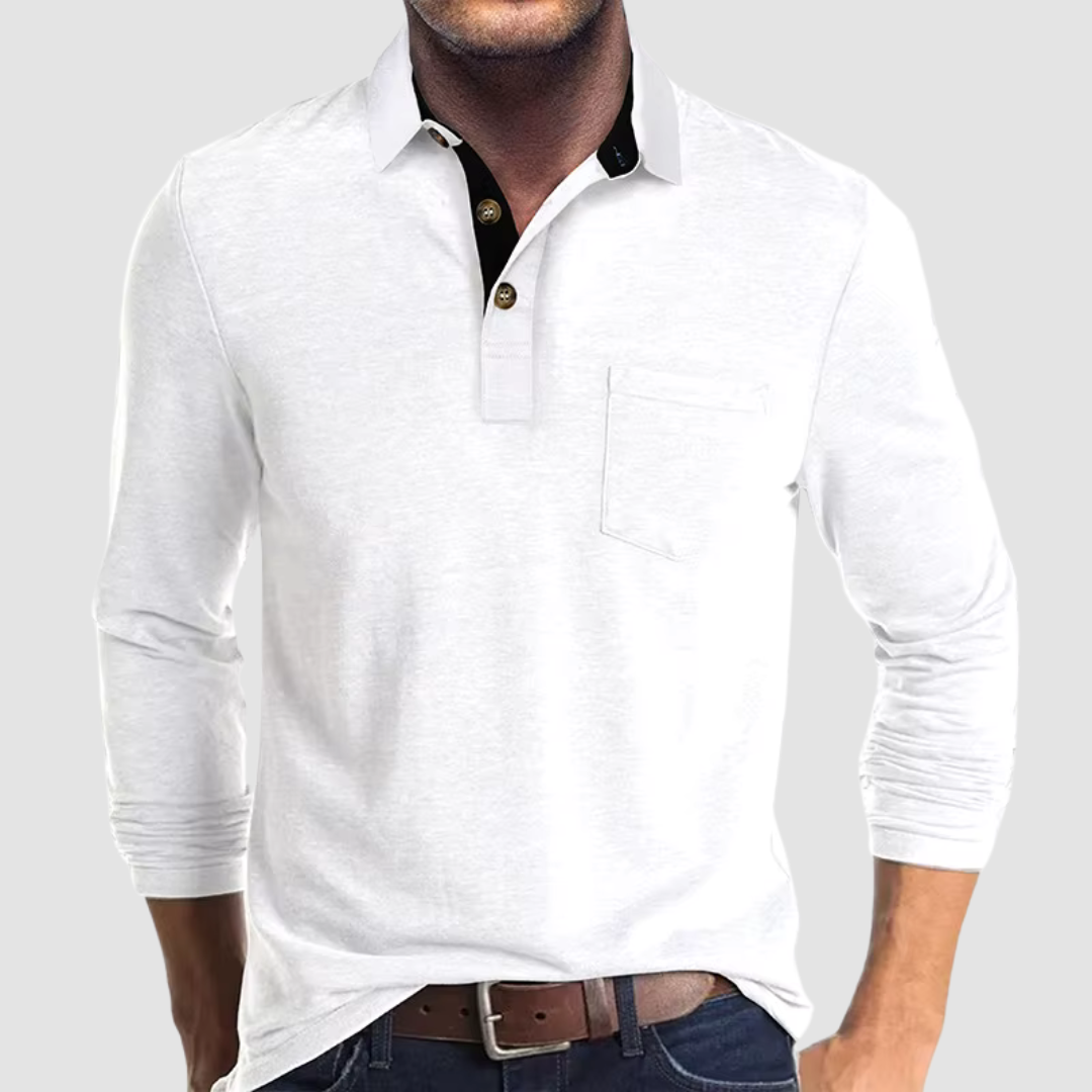Playera Polo Manga Larga con Bolsa al Pecho — Viaestilo