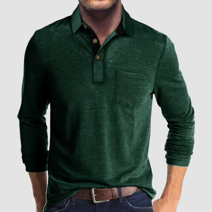 Playera Polo Manga Larga con Bolsa al Pecho — Viaestilo