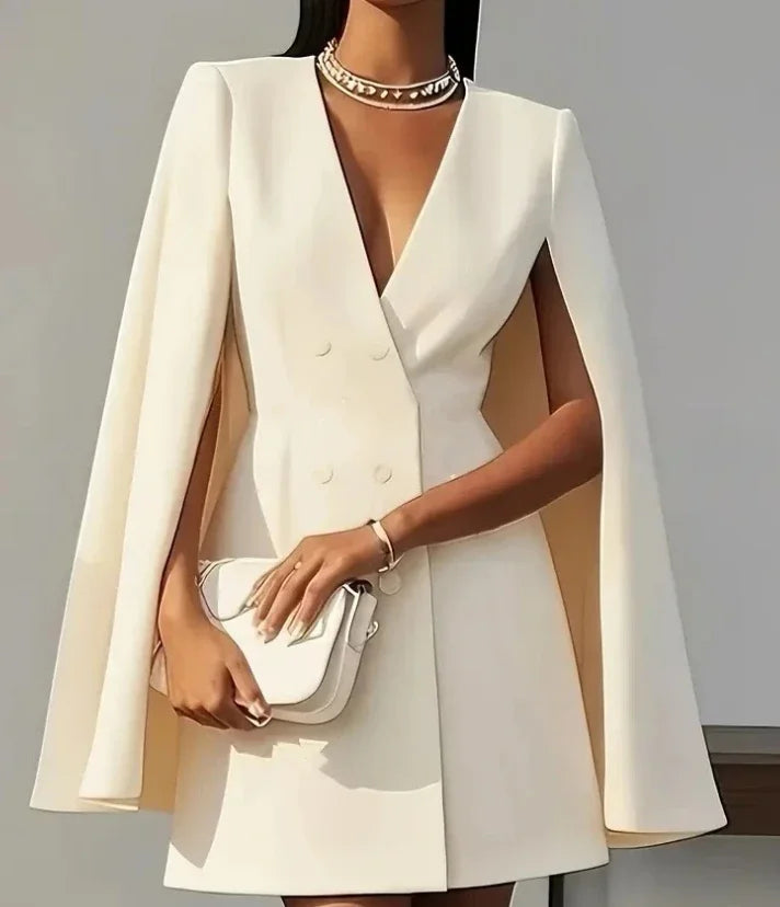 Vestido Blazer Mini Cruzado con Manga Capa — Viaestilo