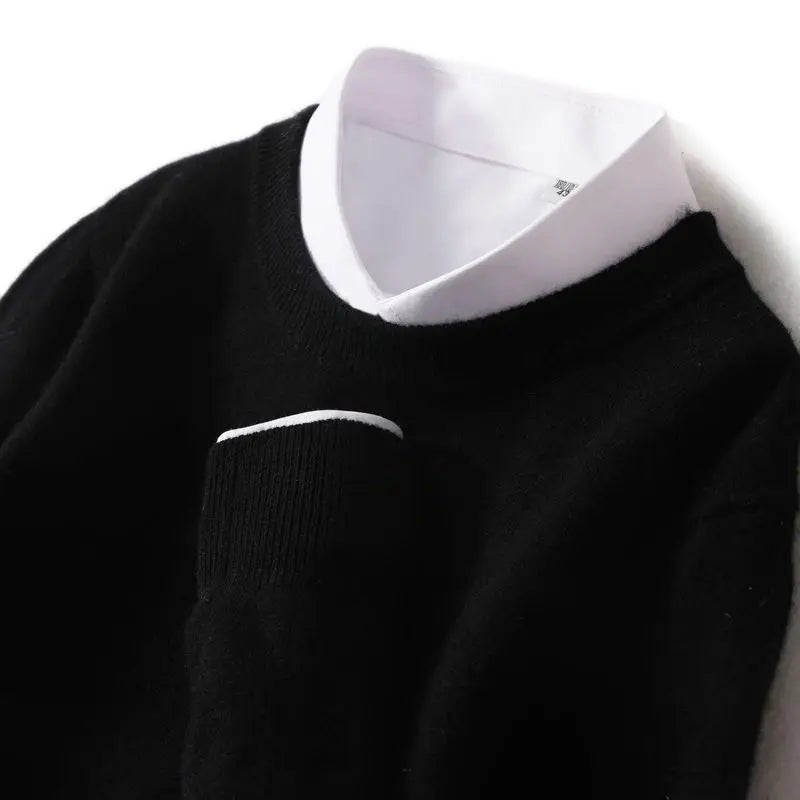 Suéter Cuello Redondo Mezcla de Cachemira — Viaestilo