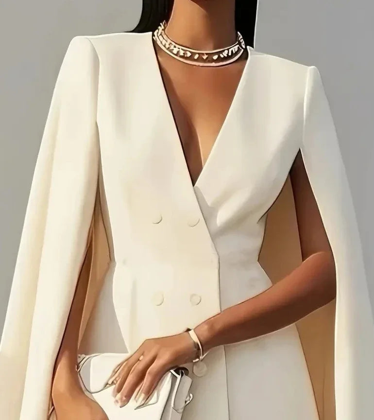 Vestido Blazer Mini Cruzado con Manga Capa — Viaestilo