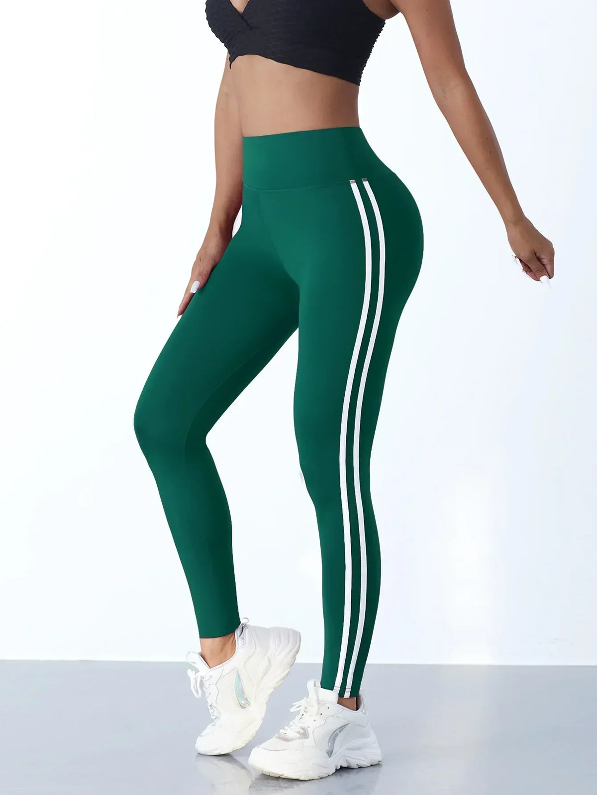 Leggings Cintura Alta Scrunch con Franja Lateral — Viaestilo