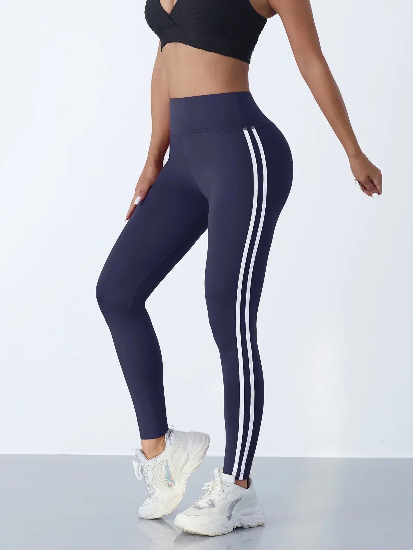 Leggings Cintura Alta Scrunch con Franja Lateral — Viaestilo
