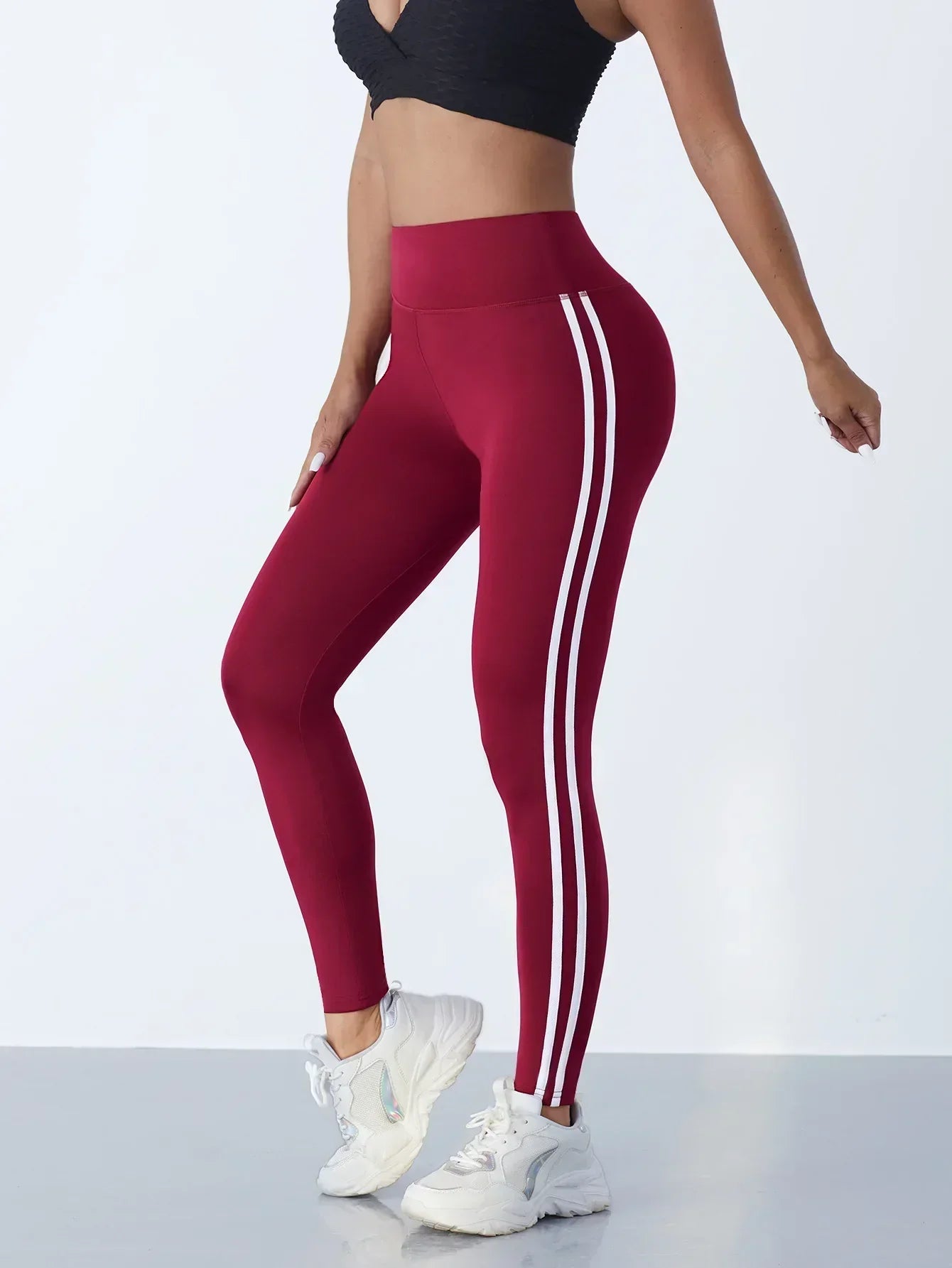 Leggings Cintura Alta Scrunch con Franja Lateral — Viaestilo