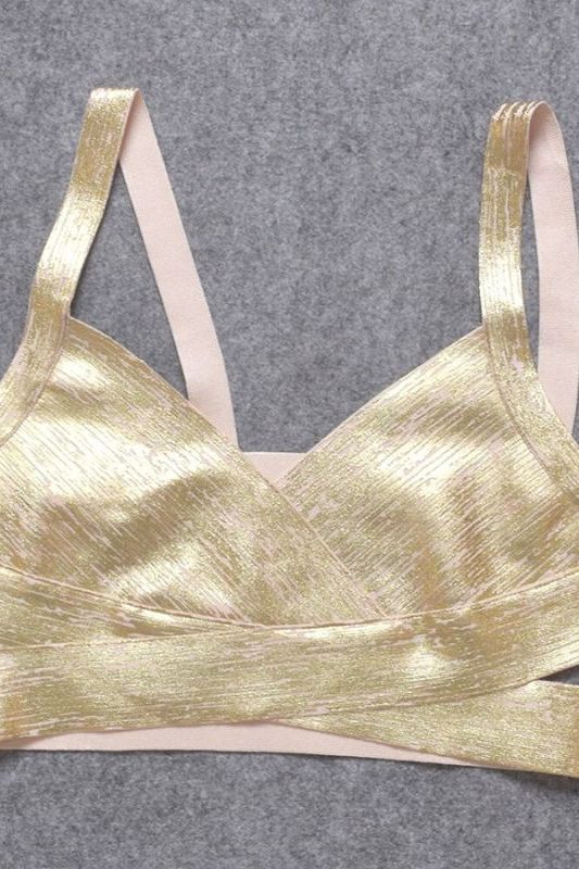 Top Crop Metálico Cruzado con Tirantes — Viaestilo