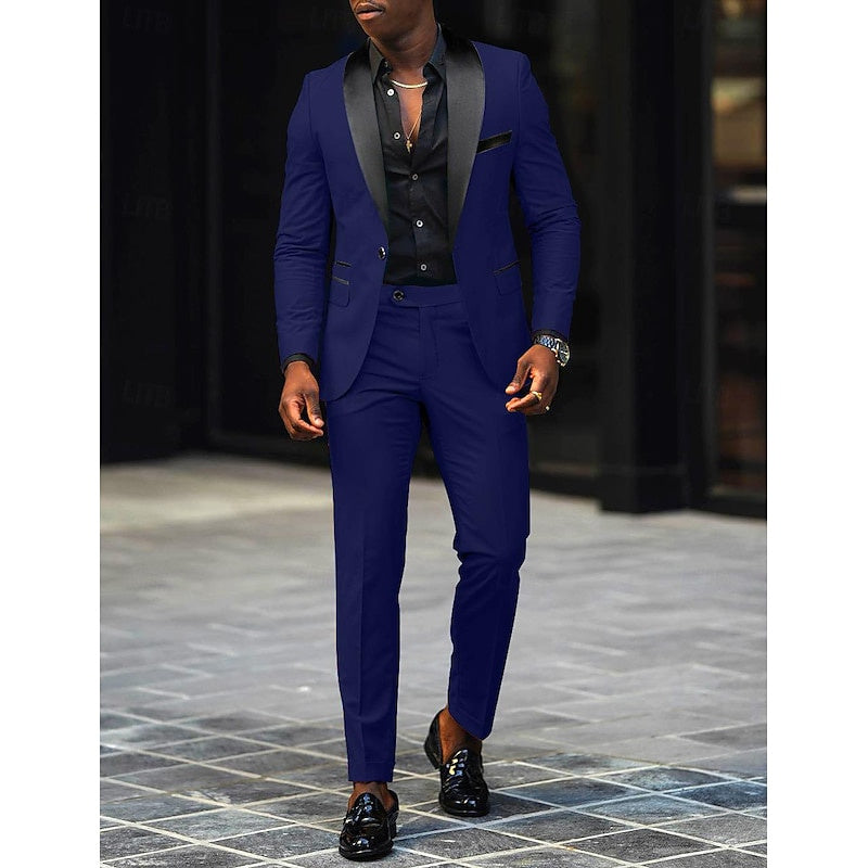 Traje Dos Piezas con Solapa Chal Corte Slim — Viaestilo