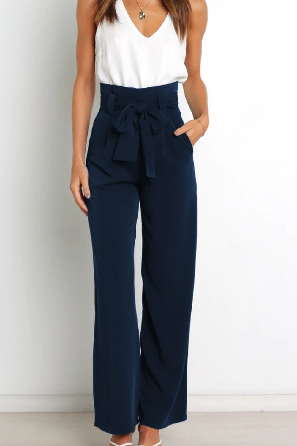 Pantalón Paperbag Cintura Alta con Moño — Viaestilo