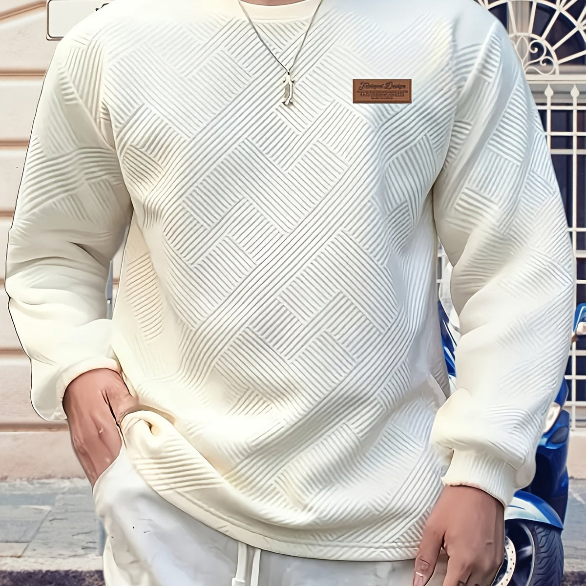 Sudadera Cuello Redondo Texturizada con Rib — Viaestilo