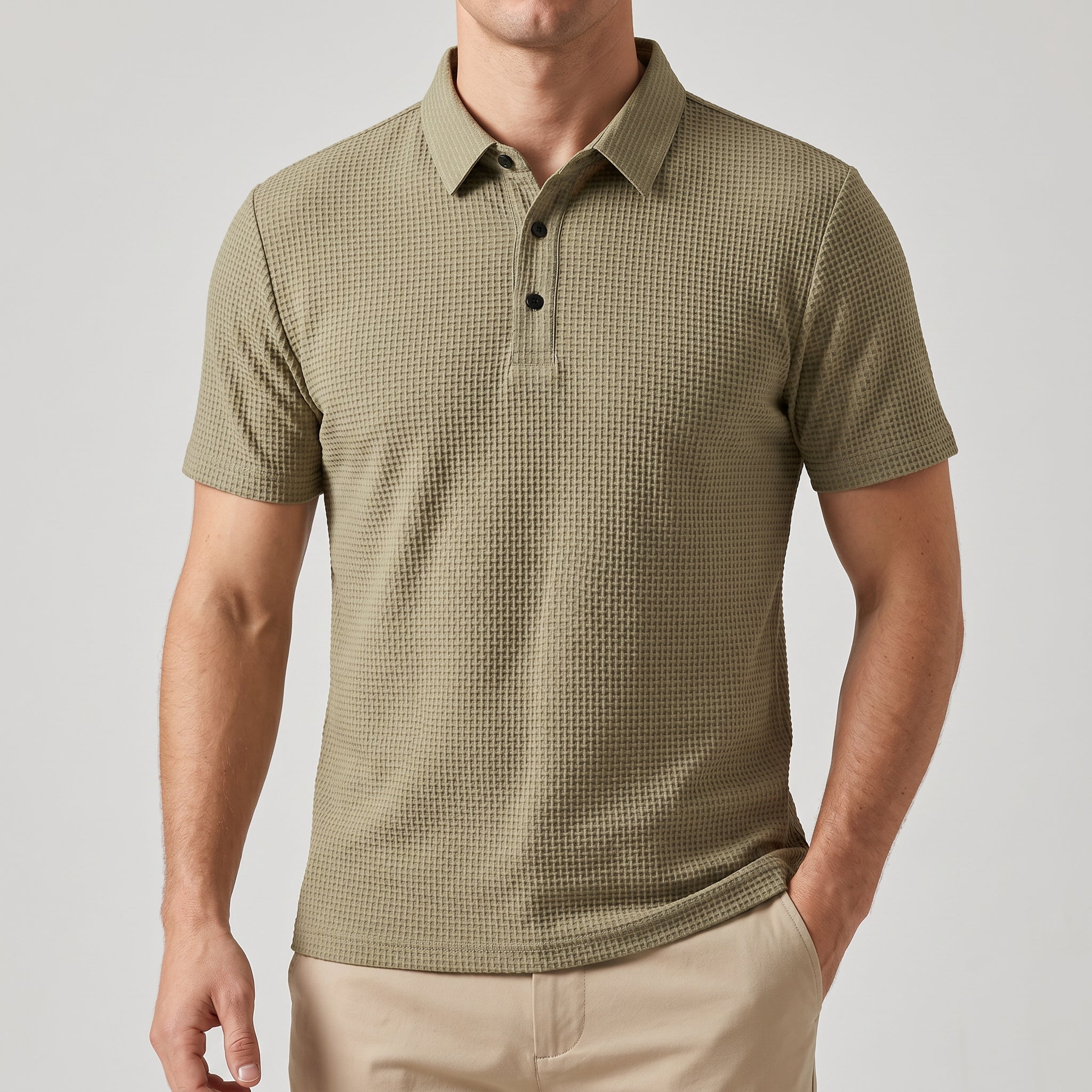 Playera Polo de Punto Waffle Ultraligera — Viaestilo
