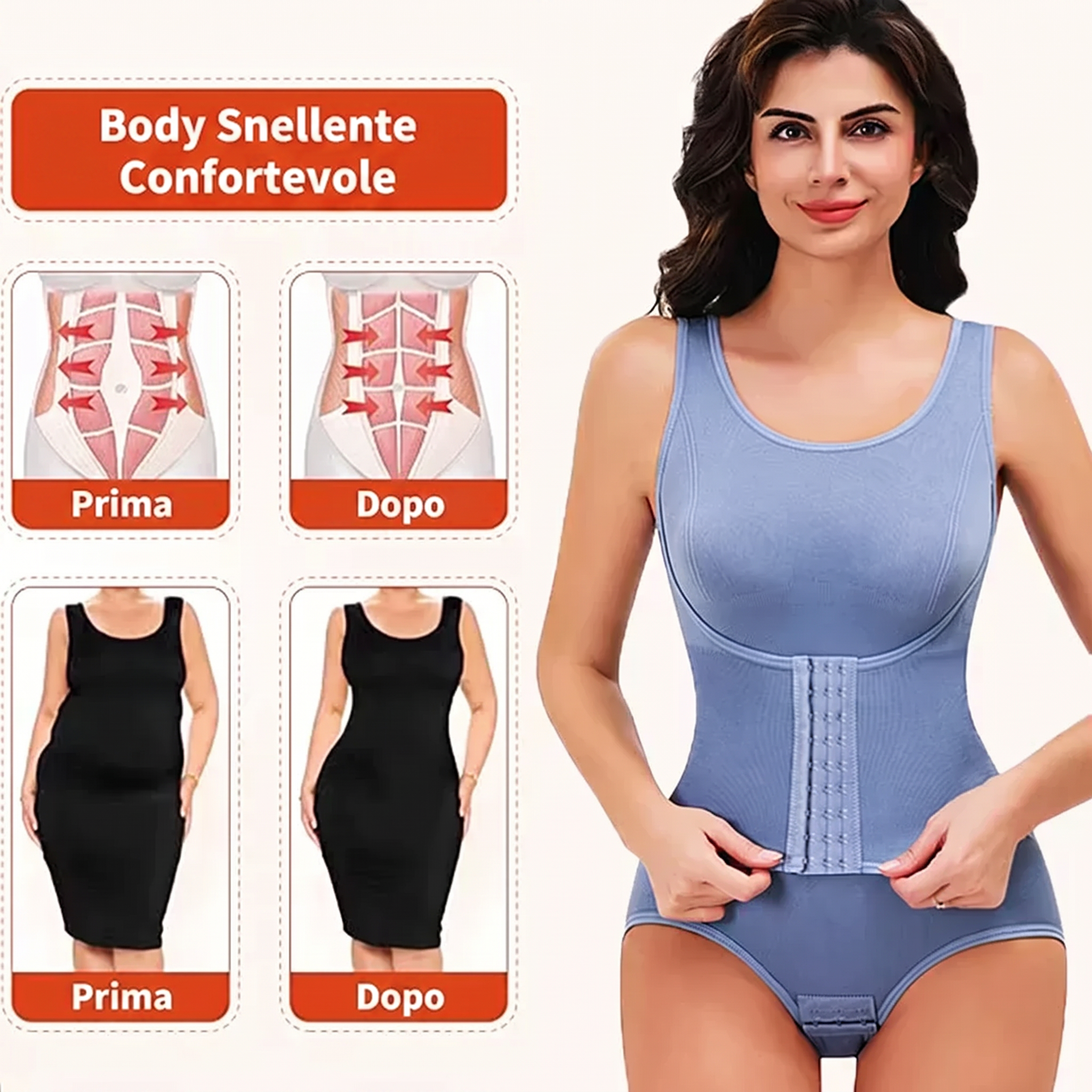 Body Moldeador Fiamma con Faja y Cierre Lateral — Viaestilo