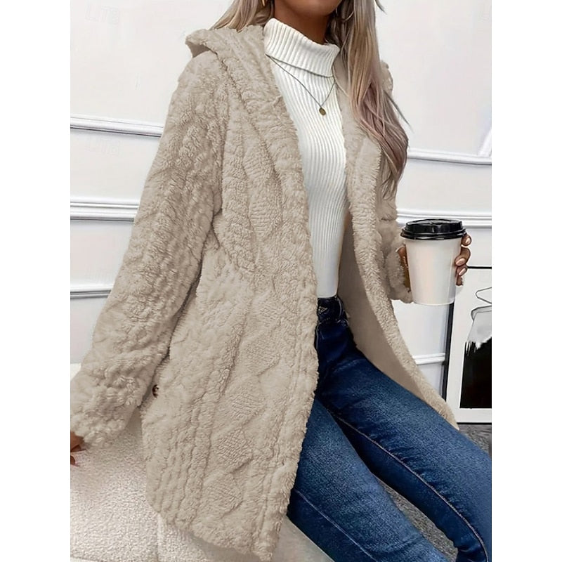 Chamarra Polar con Capucha Corte Relajado — Viaestilo