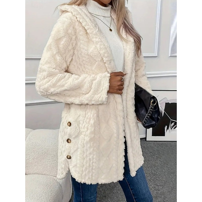 Chamarra Polar con Capucha Corte Relajado — Viaestilo