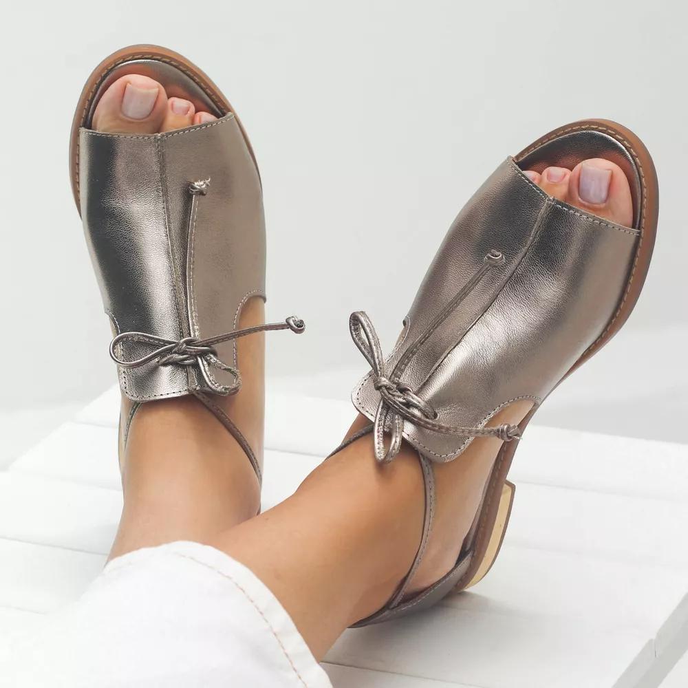 Sandalias Lilliana de Piel con Moño Ajustable — Viaestilo