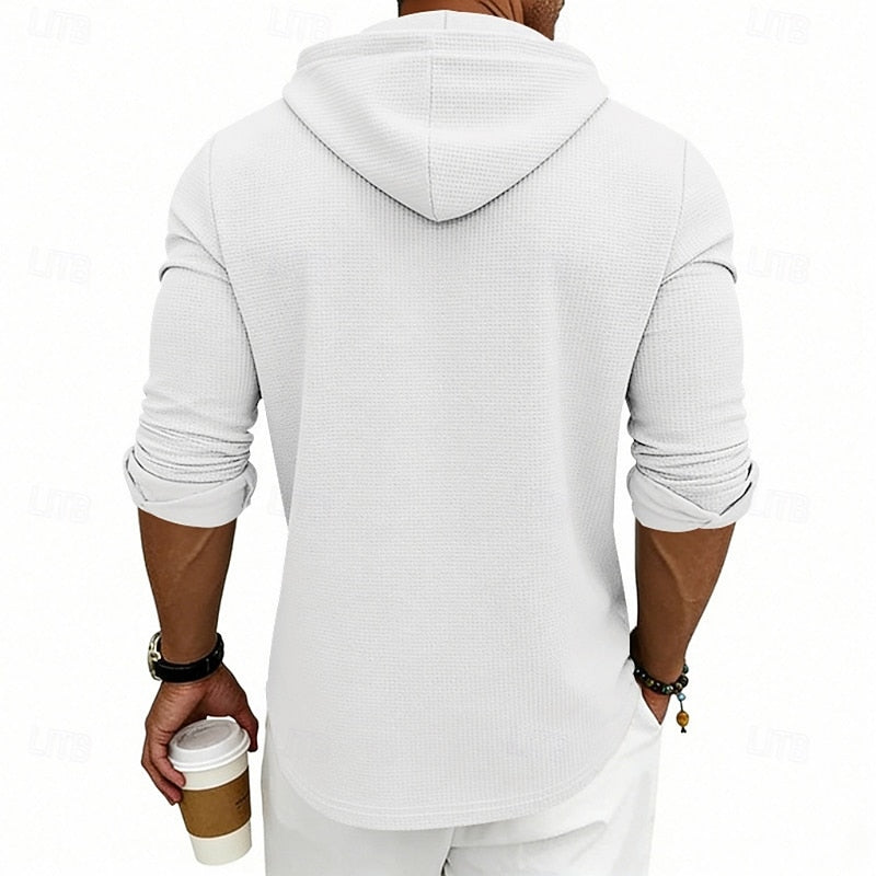 Playera Henley con Capucha Manga Larga — Viaestilo