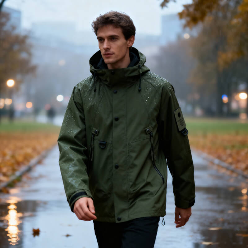 Chamarra Impermeable con Capucha y Bolsa al Pecho — Viaestilo
