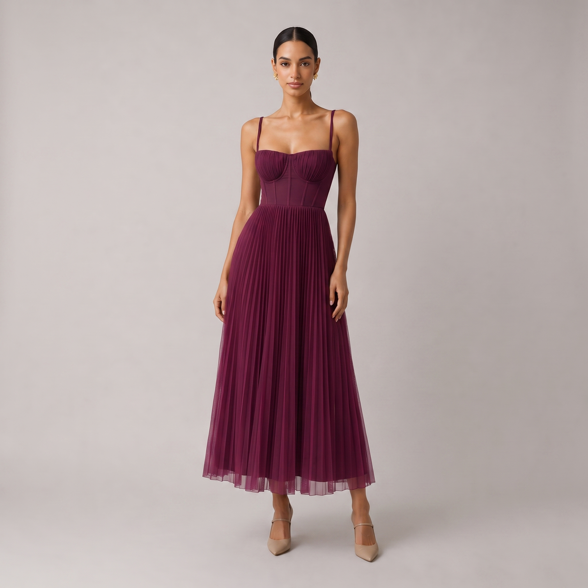 Vestido Midi Tamara con Corsé Estructurado — Viaestilo