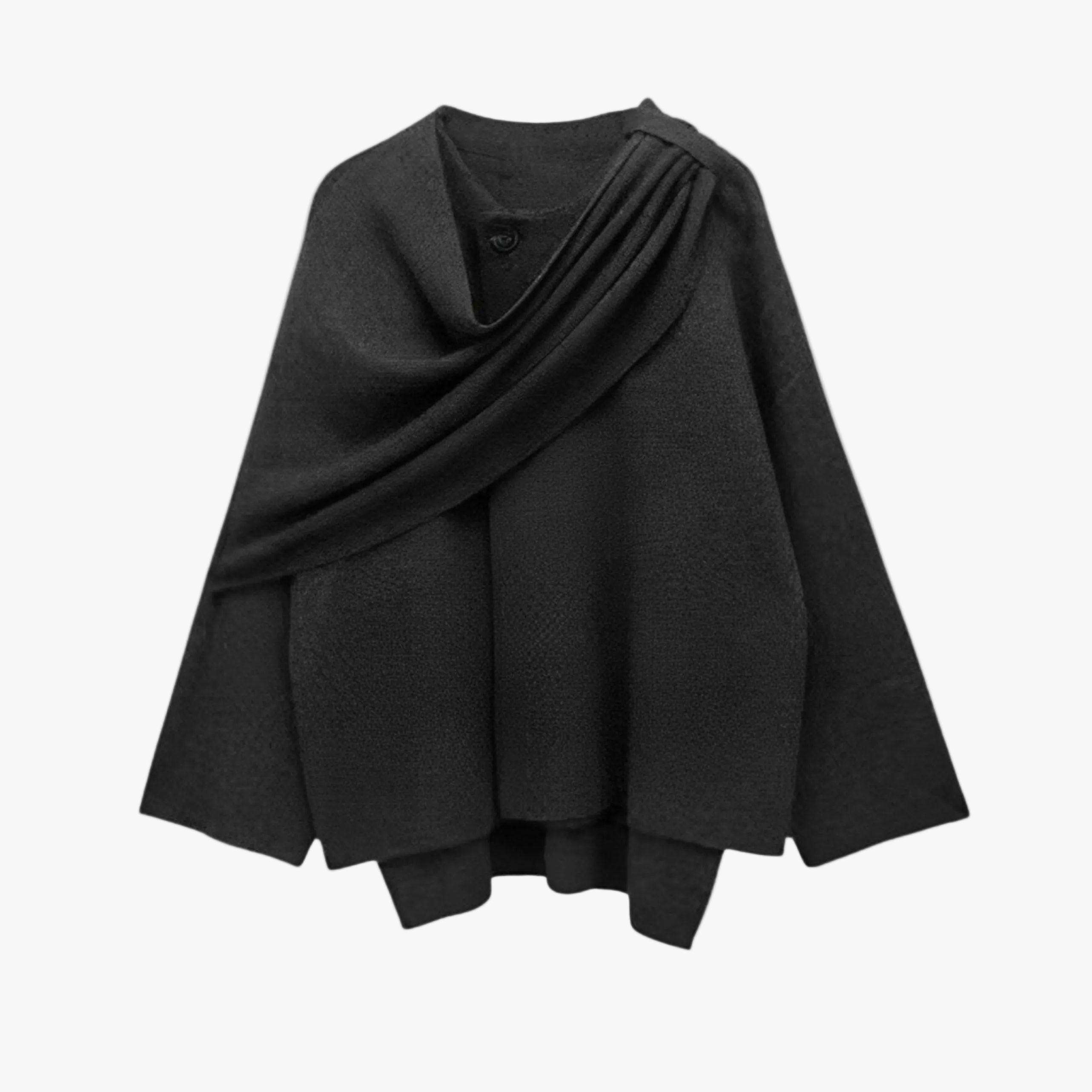 Poncho Capa de Punto con Cuello Drapeado — Viaestilo