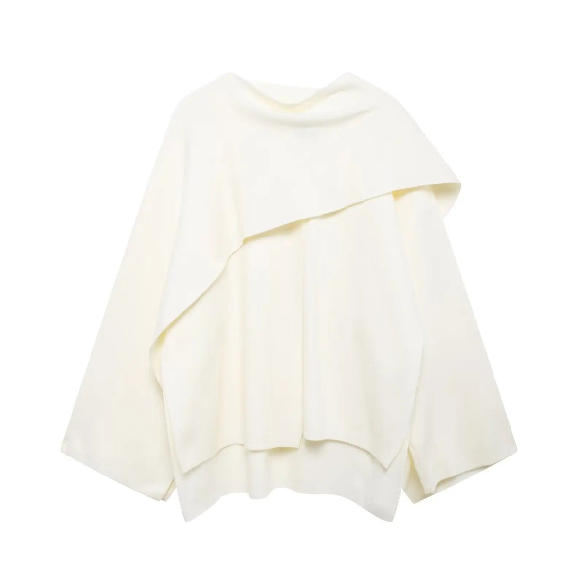 Poncho Capa de Punto con Cuello Drapeado — Viaestilo