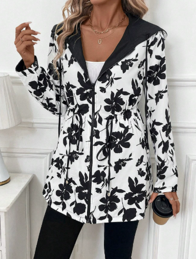 Impermeable Reversible con Capucha y Estampado Animal — Viaestilo
