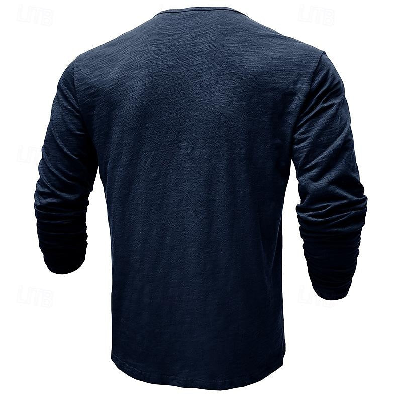 Playera Henley Manga Larga Corte Clásico — Viaestilo