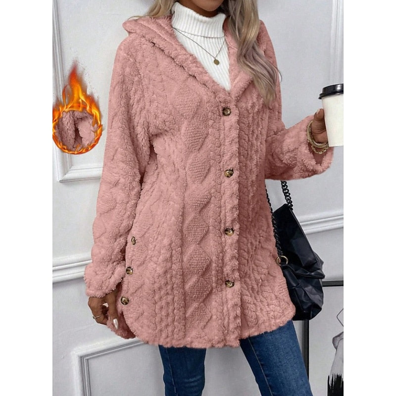 Chamarra Polar con Capucha Corte Relajado — Viaestilo