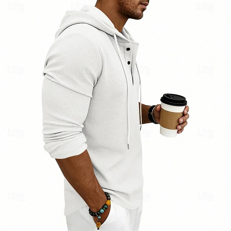 Playera Henley con Capucha Manga Larga — Viaestilo