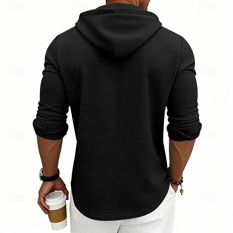 Playera Henley con Capucha Manga Larga — Viaestilo